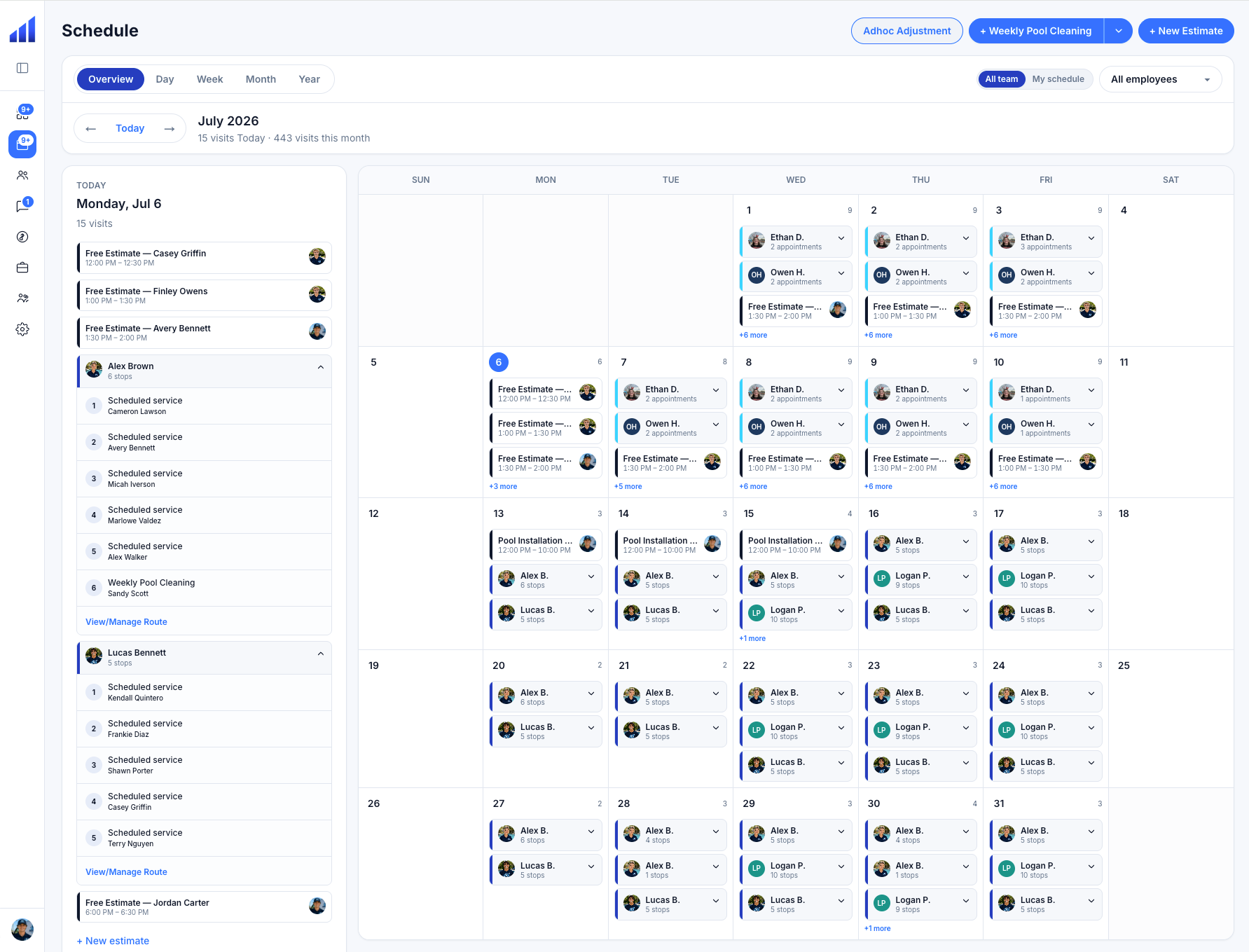 Scheduling product screenshot