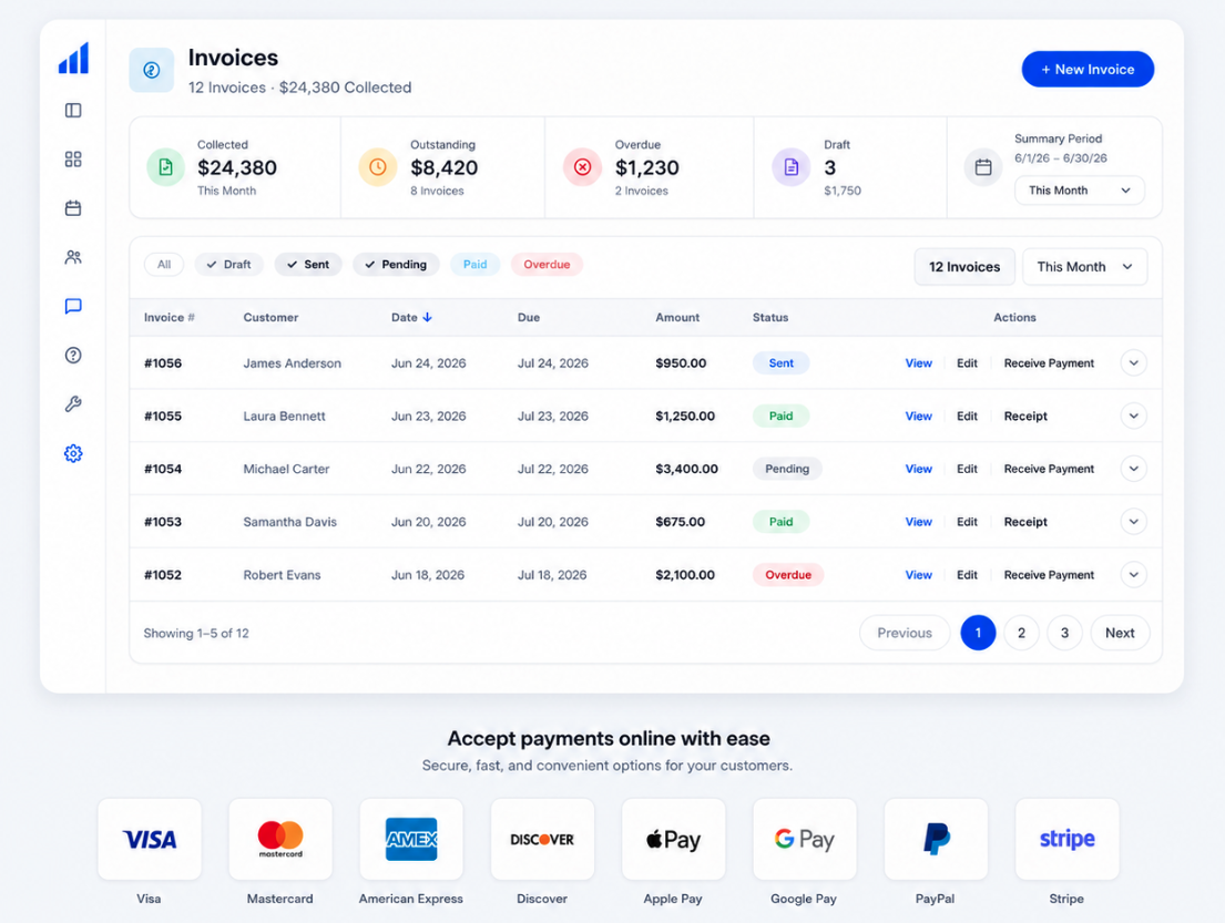 Payments product screenshot